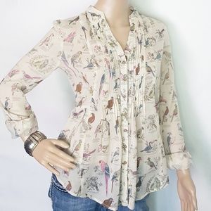 Maeve Pintuck Button Down Shirt    Sz 0